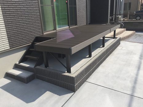 埼玉県杉戸町　高低差がある場合のウッドデッキ NO.816