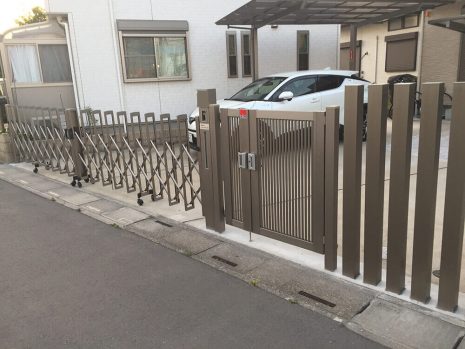 埼玉県伊奈町 伸縮門扉でクローズ外構 NO.908