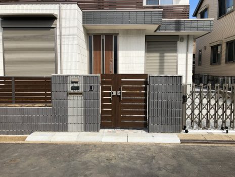 千葉県野田市　目隠しフェンスとブロックでクローズ外構 NO.1064