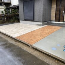 タイル張り　スタンプコンクリート　駐車場リフォーム外構　No.2525の施工写真メイン
