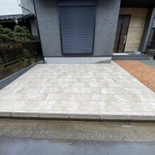 タイル張り　スタンプコンクリート　駐車場リフォーム外構　No.2525の施工写真3