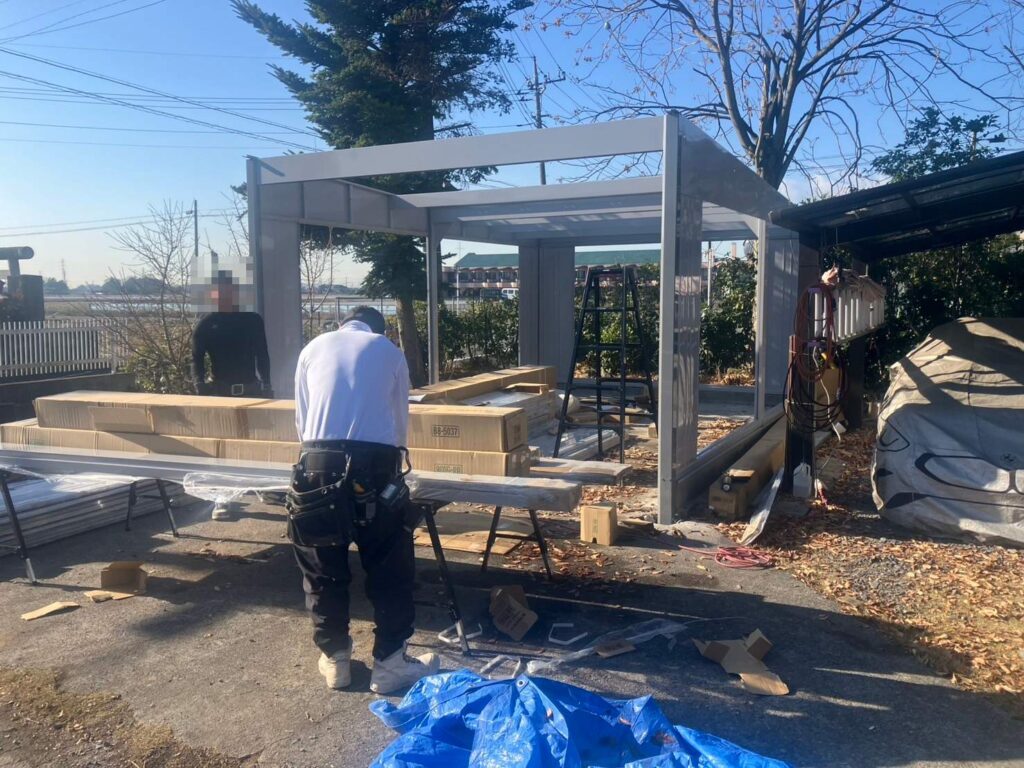 埼玉県杉戸町　イナバ　ガレージ工事　【ガレーディア　GRN-3652S N 一般型 CS】　No.2701