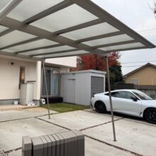 【カーポート・伸縮門扉　新設】外構リフォーム工事　No.2692の施工写真メイン