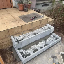 玄関タイル　階段増設工事(外構リフォーム)　No.2764の施工写真2