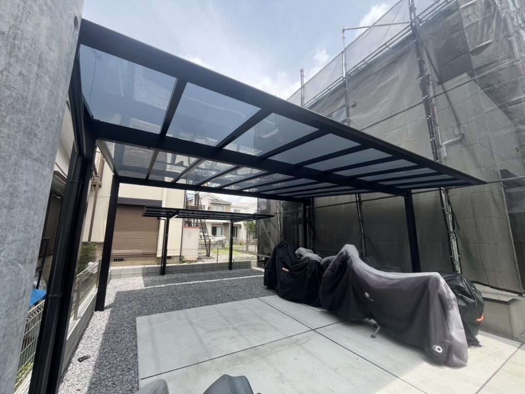埼玉県上尾市　【カーポート】：スカイリード5454　【サイクルポート】：セルフィミニ4321リフォーム工事　No.2876