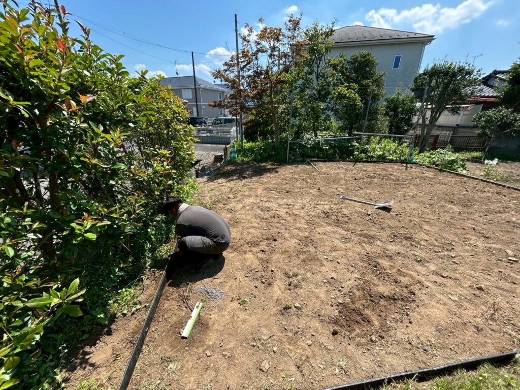 【久喜市】　天然芝撤去・防草シート工事　No.2897