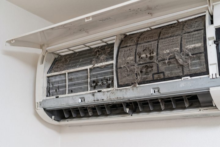 クリーニング前のエアコン内部